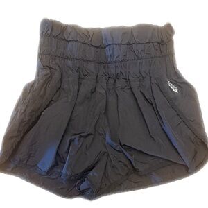 FP Movement by Free People Black High-Waist Smocked Flow Shorts